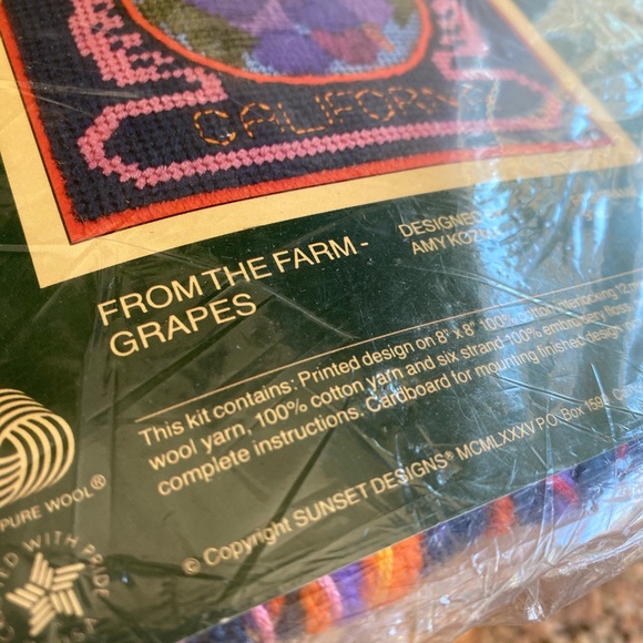 Vintage Sunset Needle Point Grapes California NWT E1 - Picture 4 of 7
